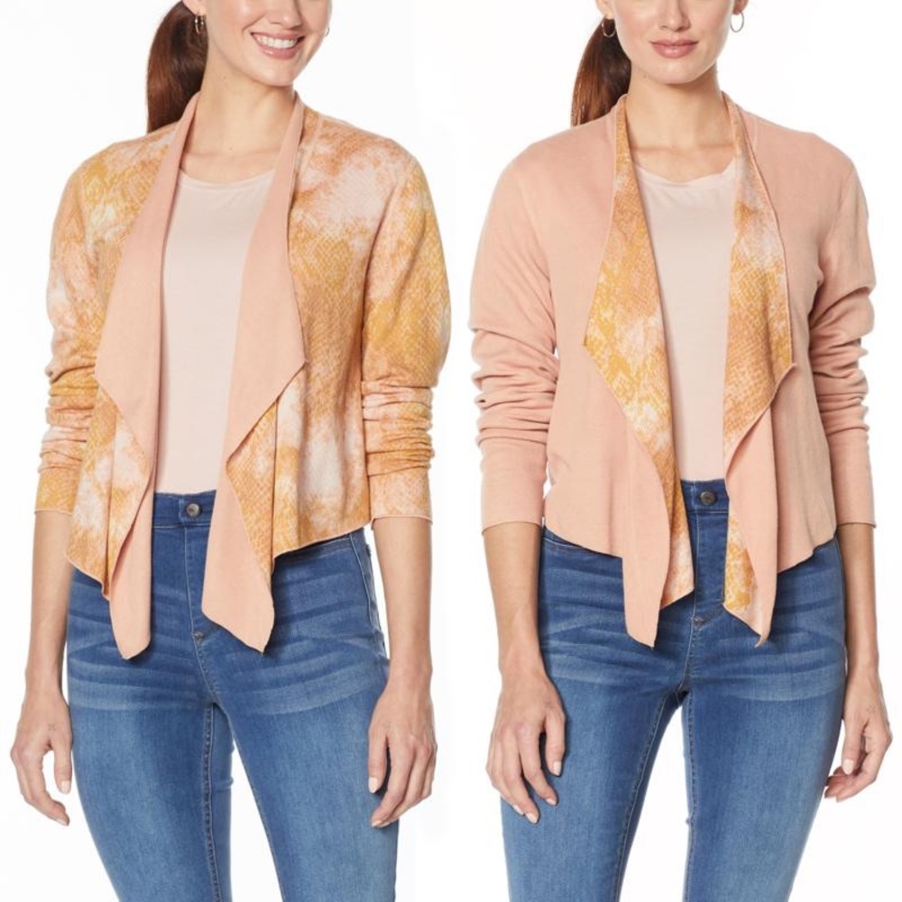 G by Guliana Apricot Snake Cardigan